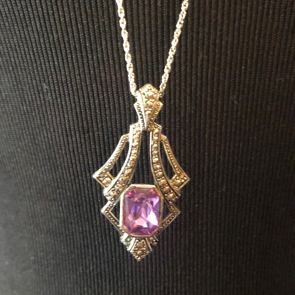 Vintage Purple Rhinestone AVON Necklace & Earring Set from the 1970’s!!!